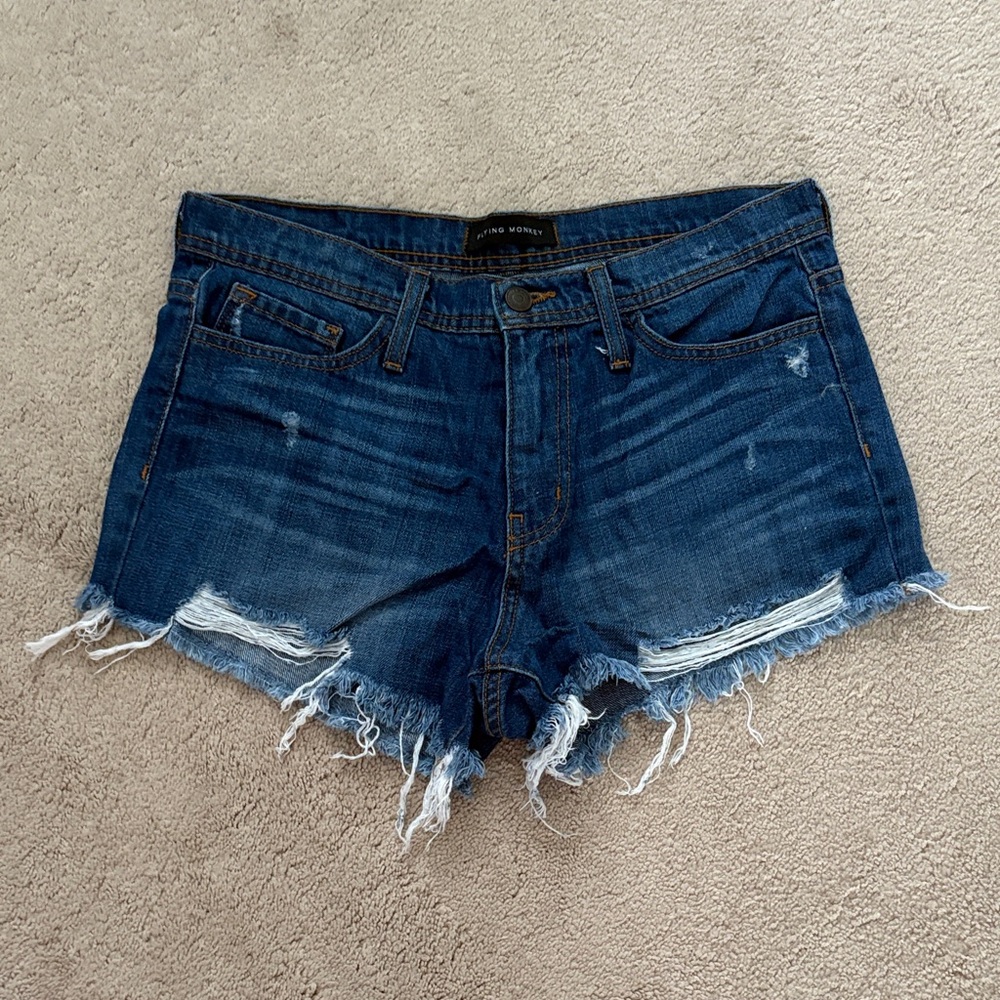 Flying Monkey Distressed Blue Jean Shorts